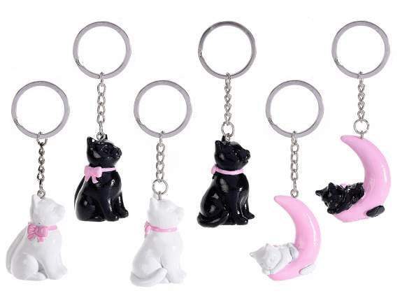 Pretty Cat keyring in colored resin